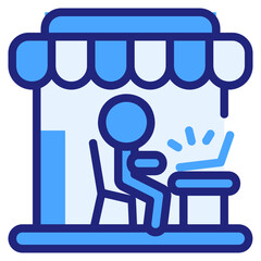  Coffee shop blue style icon