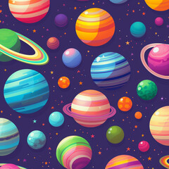 Fototapeta premium Seamless pattern with planets