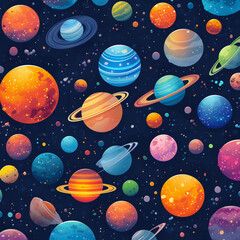 Seamless pattern with planets