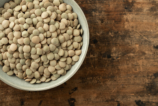 Uncooked Green Lentils in a Bowl