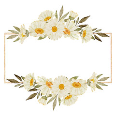 Watercolor Daisy Floral Frame