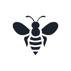 Professional black and white bee logo, suitable for a variety of industries. Minimalistic aesthetic, isolated on a white background. Silhouette icon of a wasp. simple logo of a honeybee. - obrazy, fototapety, plakaty