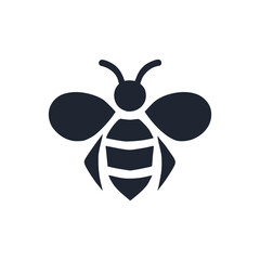 Professional black and white bee logo, suitable for a variety of industries. Minimalistic aesthetic, isolated on a white background. Silhouette icon of a wasp. simple logo of a honeybee.