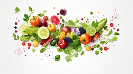 trend of drink and beverages, healthy mixed vegetable fruit.white  background for banner.