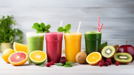 trend of drink and beverages, smoothie healthy mixed vegetable fruit. background for banner.