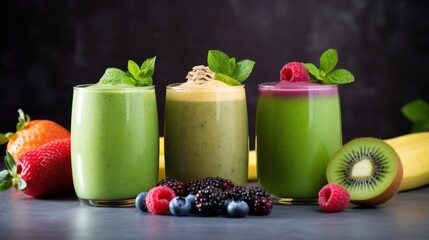 trend of drink and beverages, smoothie healthy mixed vegetable fruit. background for banner.