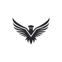 Creative and Modern Phoenix Logo with open wings isolated on white background, Flying Phoenix Vector Logo illustration, Black Phoenix silhouette logo with negative white space, Creative logo concept 
