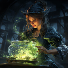 witch with magic wand