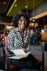 beautiful black girl in a coffee shop