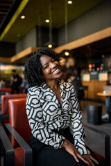 beautiful black girl in a coffee shop