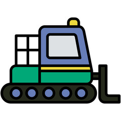 Snowcat Icon. Snowplow Bulldozer Winter Symbol Stock Illustration. Vector Filled Line Icons For UI Web Design And Presentation