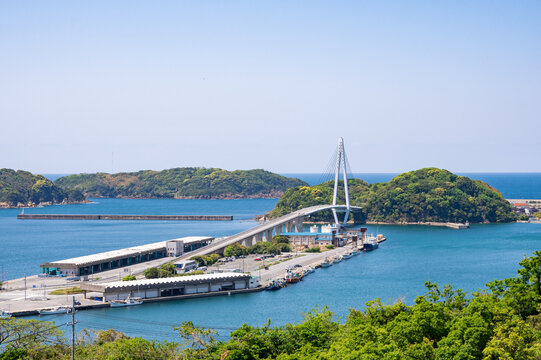 浜田マリン大橋の見える風景　島根県浜田市　The beautiful seascape with Hamada Marine Bridge in Hamada city,  Shimane pref. Japan