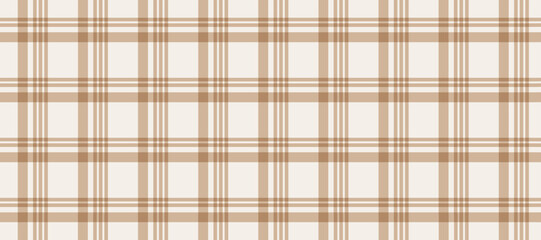 Gingham seamless pattern. Beige vichy background texture. Checkered tweed plaid repeating wallpaper. Natural nude tartan fabric and textile swatch design. Vector 
