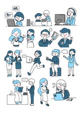Set Business Illustrations on White Background