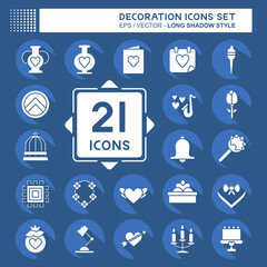 Icon Set Decoration. related to Education symbol. long shadow style. simple design editable. simple illustration