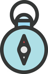 キャンプ関連のカラー単品アイコン　方位磁針