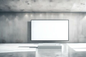 TV mockup background with lcd tv with flat white screen fixed on a wall