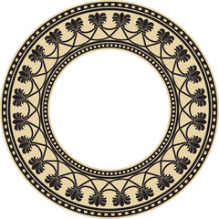 Vector round gold and black national persian ornament. Circle, frame, border ethnic pattern of Iranian civilization..