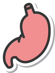ステッカー風医療関連の単品アイコン　胃