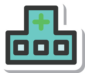 Obraz premium ステッカー風医療関連の単品アイコン 病院