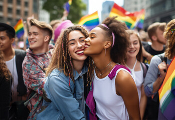group of young people celebrating Gay Pride Festival day outdoors