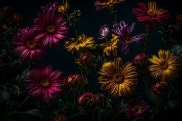Fototapeta na wymiar flowers on a dark background