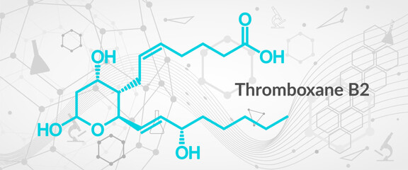 Thromboxane B2 biomolecule molecular formula. Skeletal molecule structure