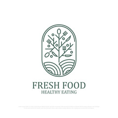 Minimalist Fresh food logo illustration,fresh logo design with outline art shape, best for nature restaurant sign or symbol
