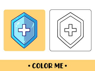 Obraz premium Vector coloring book for children a shield. Vector coloring template for education kids