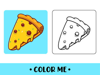 Vector coloring book for children a Pizza. Vector coloring template for education kids