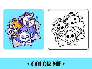Vector coloring book for children a cute Animal. Vector coloring template for education kids