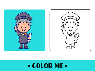 Vector coloring book for children a cute Graduates. Vector coloring template for education kids