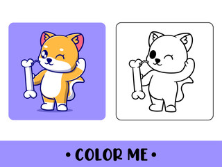 Vector coloring book for children a cute puppies. Vector coloring template for education kids