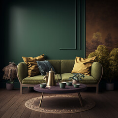 Person sitting on a sofa in interior 