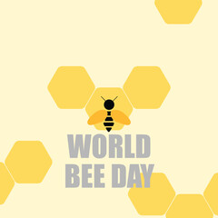 World bees day. Save the bees. Environment protection. Bright flat vector illustration. Perfect for card, poster, booklet, flyer. The concept of successful extraction of honey. Flat design.