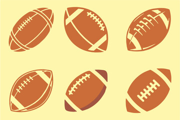 American football icons set. Editable vector High resolution rugby balls. Tournament poster and banner idea. Easy to change color or size. eps 10.