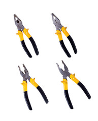 Pliers Isolated on White Background. Metal Steel Equioment for Bending, Cut, Constraction and Maintenance. File with Clipping Path.