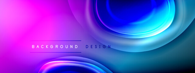 Circles lines and bubbles on bright glowing effect gradient with light and shadow effects. Dynamic interplay of light, shadow and depth. Futuristic and rhythmic technology design