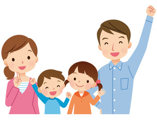四人家族　親子　横並び