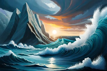 landscape with clouds and generated AI