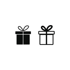 Gift icon vector design silhouette and line on white background