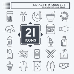 Icon Set Eid Al Fitr. related to Education symbol. islamic. ramadhan. simple illustration