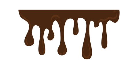Hand Drawn Melting Choco Illustration. Chocolate drops and blots. Isolated seamless repeatable melted brown and white chocolate flow down