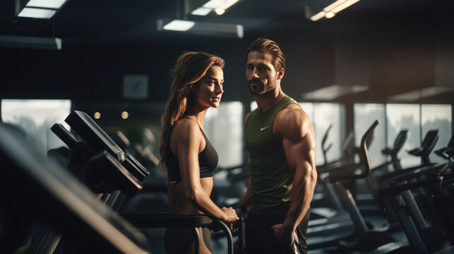 The couple in the gym workout at gym