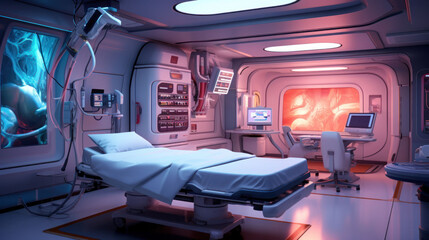 Modern operating room in the fantasy future.