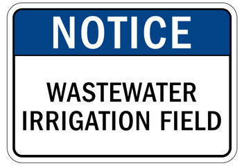 Obraz premium Sewage water warning sign and labels waste water irrigation field