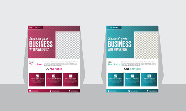 Corporate business flyer template design set with blue  and red color gradiant . marketing, business proposal, promotion, advertise, publication, cover page. new digital marketing flyer set.