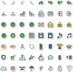 ステッカー風のビジネスイラストアイコンセット（背景なし）