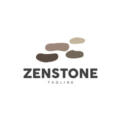 Stone Logo, Vector Zen Meditation Stone Balance Tranquility, Yoga Minimalist Simple Design, Silhouette Illustration