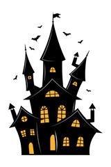 Haunted house with bats for Halloween.